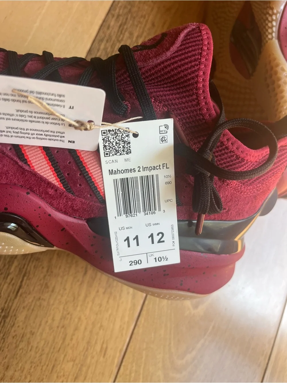 Adidas Mahomes 2 Impact FLX Tailgate Turf Training Shoes Men’s Sz 11 Burgundy